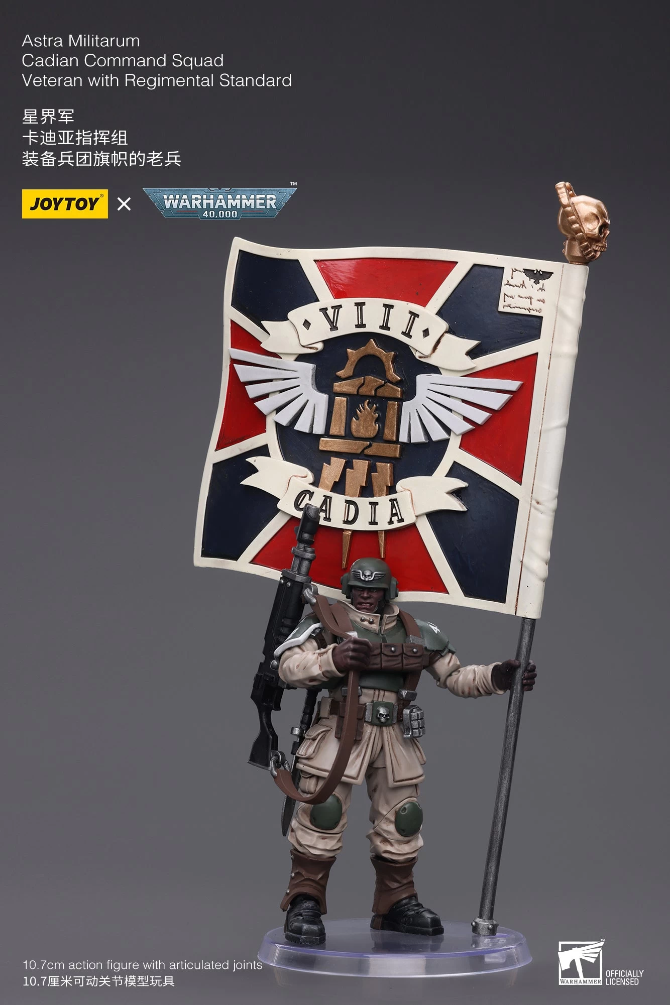 Joy Toy Warhammer 40k - Astra Militarum Cadian Command Squad Veteran With Regimental Standard 1/18 Scale Action Figures 4 Joy Toy Warhammer 40k - Astra Militarum Cadian Command Squad Veteran With Regimental Standard 1/18 Scale Action Figures - Image 2