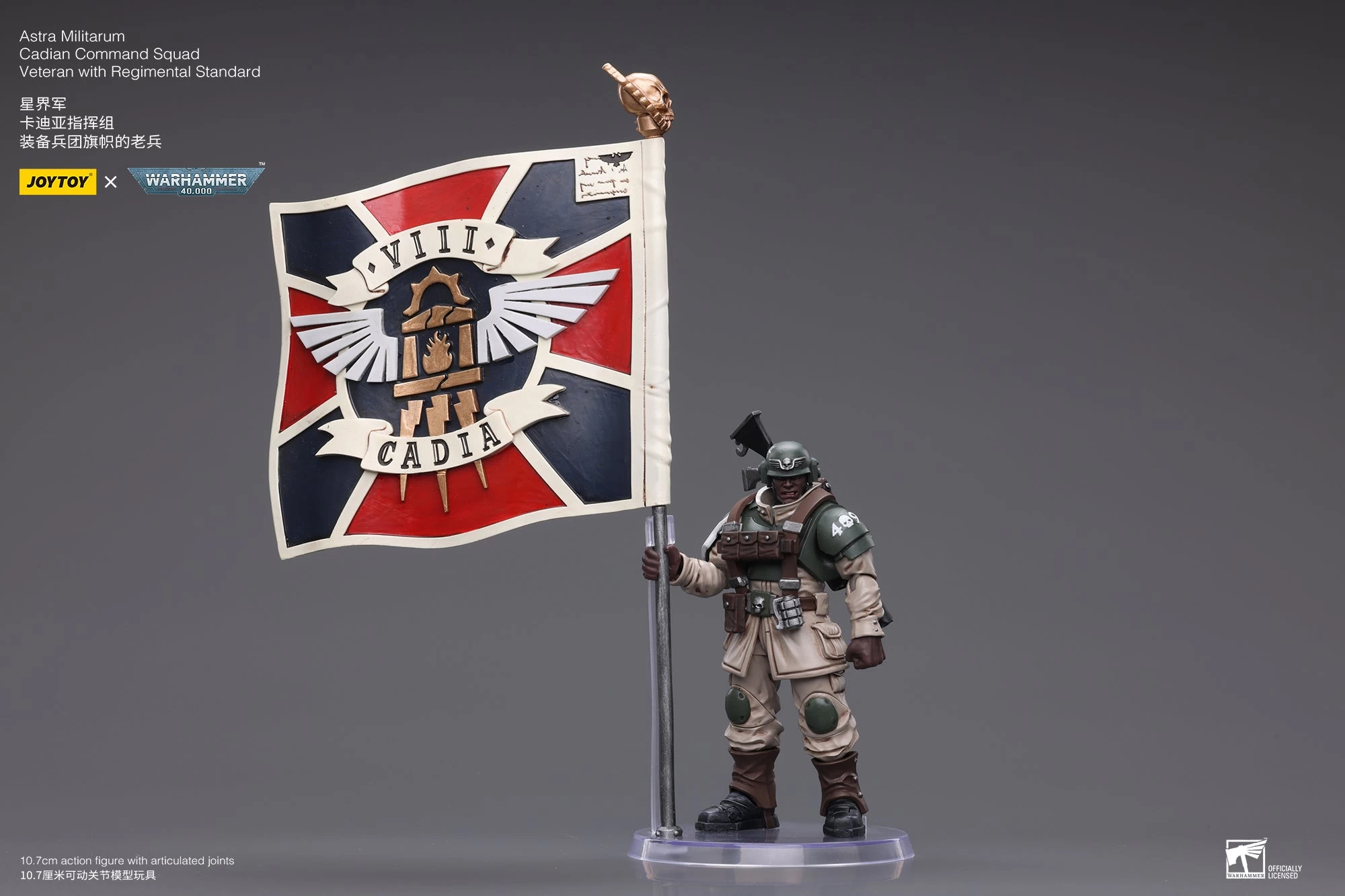 Joy Toy Warhammer 40k - Astra Militarum Cadian Command Squad Veteran With Regimental Standard 1/18 Scale Action Figures 10 Joy Toy Warhammer 40k - Astra Militarum Cadian Command Squad Veteran With Regimental Standard 1/18 Scale Action Figures - Image 8