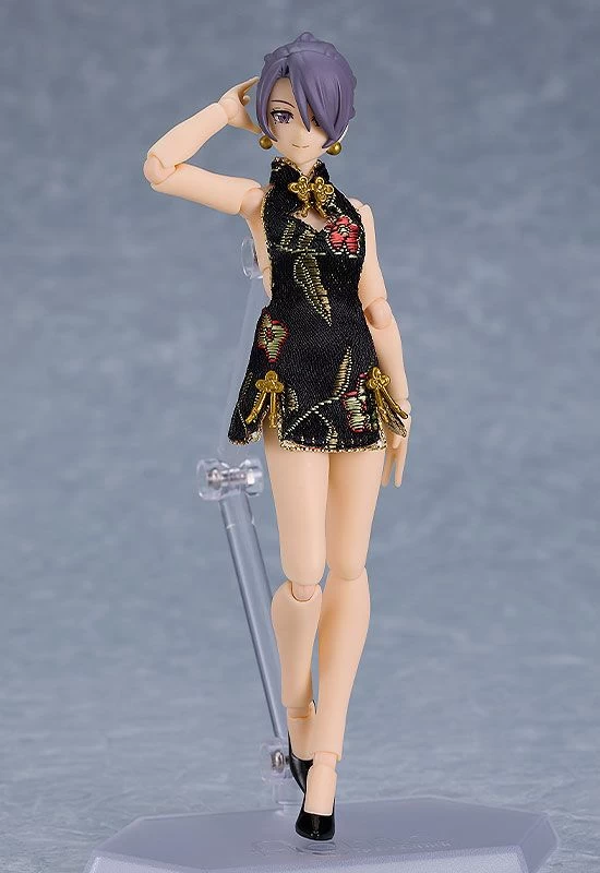 Figma 569c Female Body (Mika) With Mini Skirt Chinese Dress Outfit (Black) 4 Figma 569c Female Body (Mika) With Mini Skirt Chinese Dress Outfit (Black) - Image 2