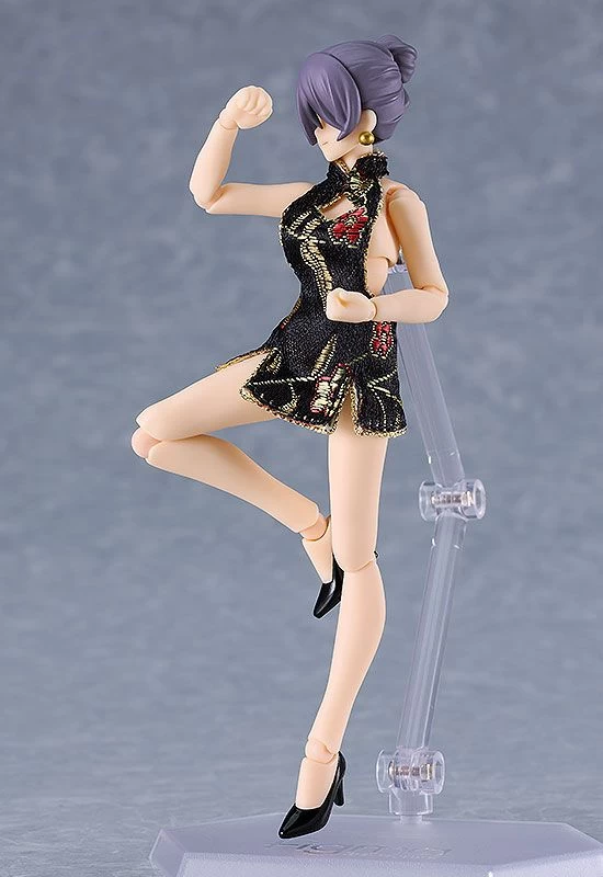 Figma 569c Female Body (Mika) With Mini Skirt Chinese Dress Outfit (Black) 7 Figma 569c Female Body (Mika) With Mini Skirt Chinese Dress Outfit (Black) - Image 5