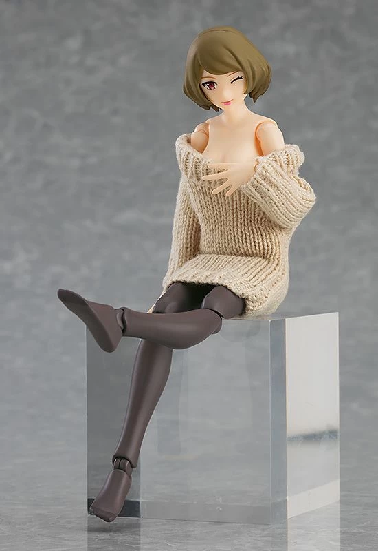 Figma Styles Off-the-Shoulder Sweater Dress (Pink Beige) 6 Figma Styles Off-the-Shoulder Sweater Dress (Pink Beige) - Image 4
